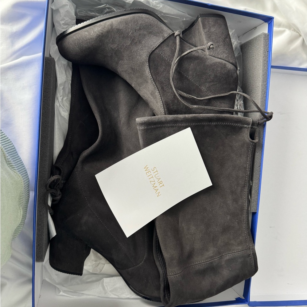 Stuart Weitzman Tieland Slate Suede Boots